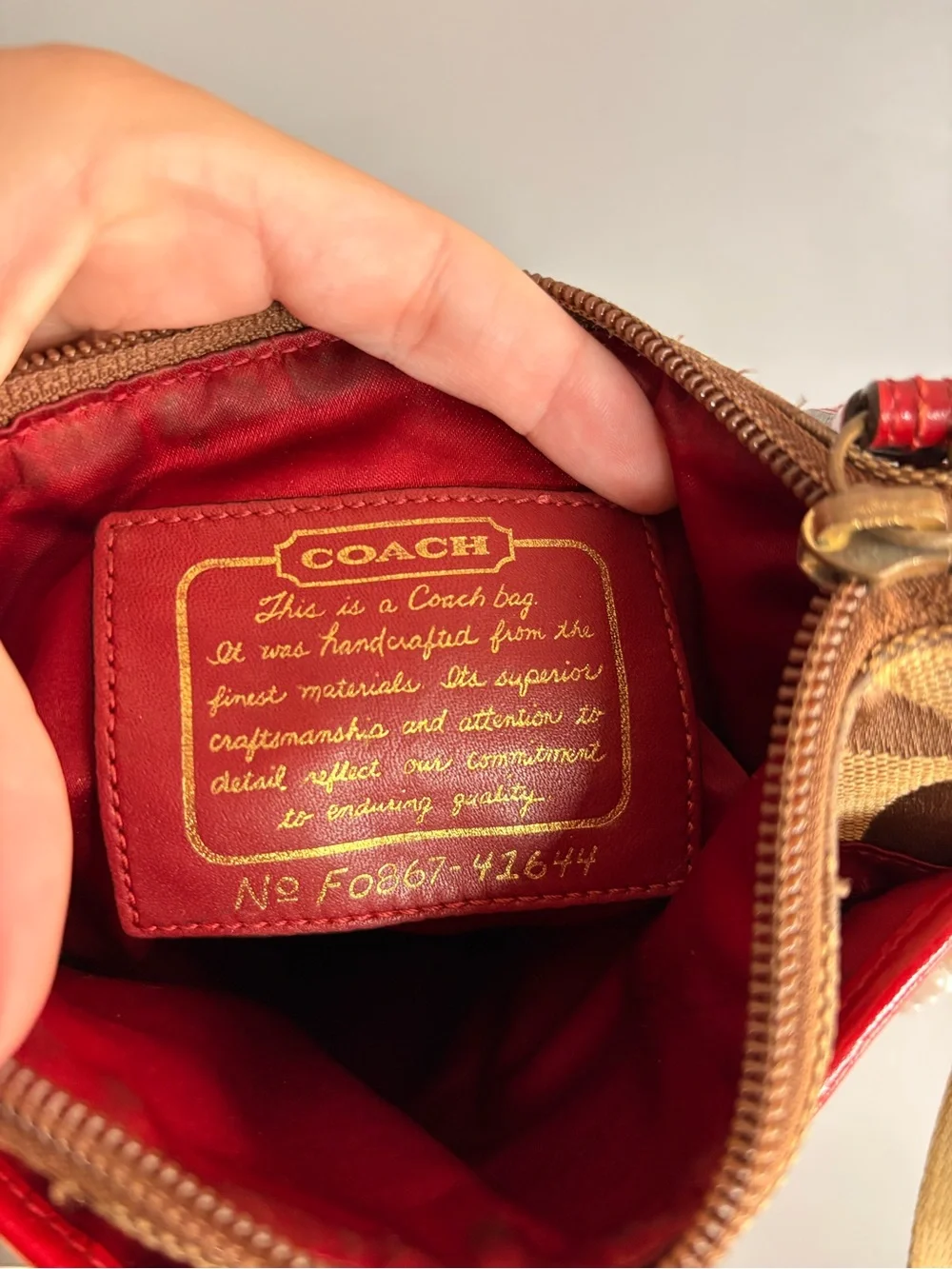 Coach Y2K Signature Canvas Crossbody Bag with Red Leather Trim